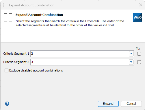 Expand Account Combination – Wands for Oracle